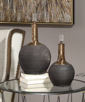 16"H Arnav Matte Black Bottles Set of 2