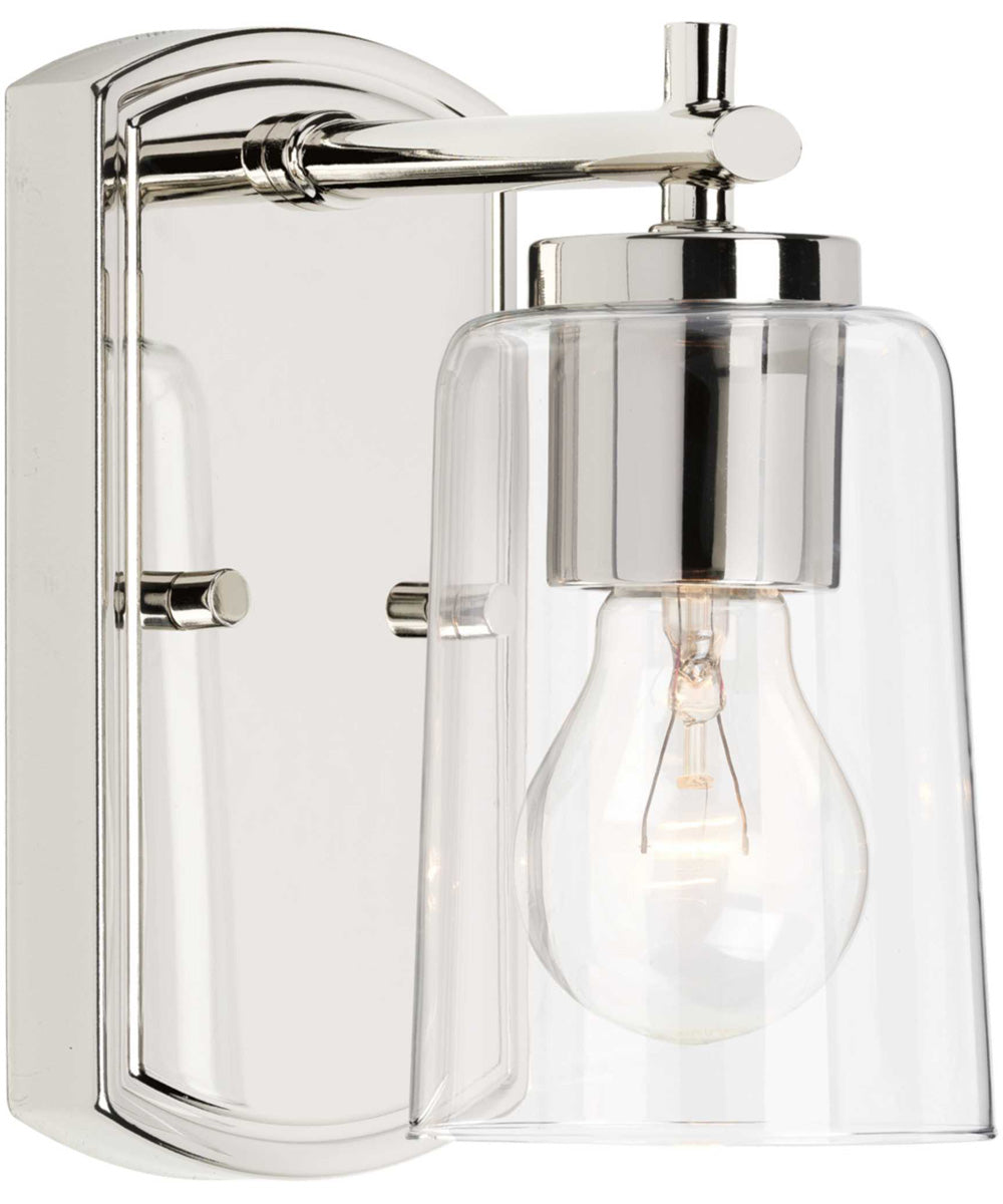 Adley 1-Light Clear Glass New Traditional Bath Vanity Light Polished Nickel