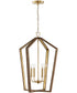 Maren 4-Light Pendant Nordic Wood and Matte Brass