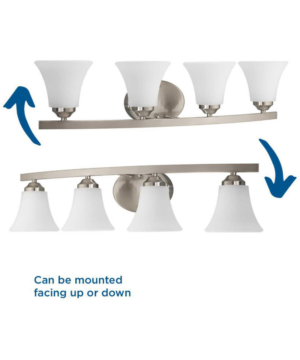 Adorn 4-Light Etched Glass Traditional Bath Vanity Light Brushed Nickel