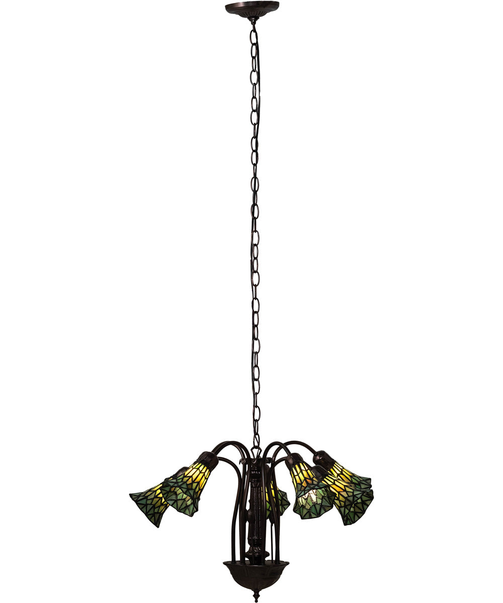 24" Wide Tiffany Pond Lily 7 Light Chandelier