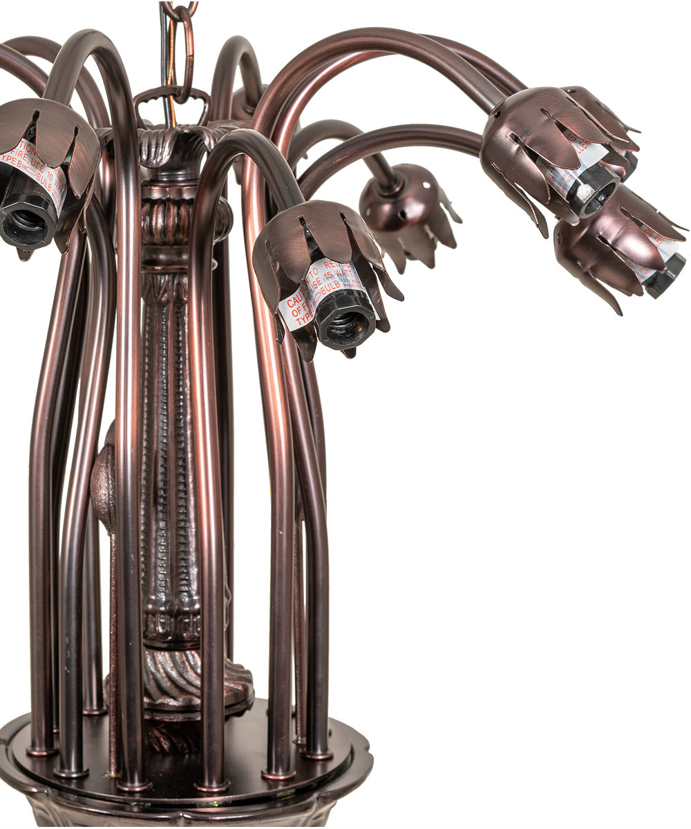 24" Wide Pink Tiffany Pond Lily 12 Light Chandelier