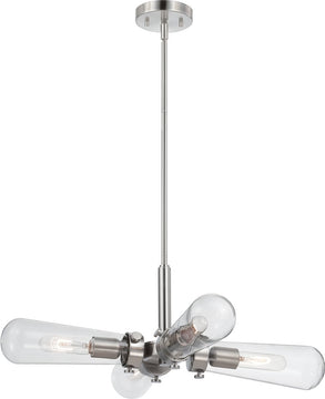 26"W Beaker 4-Light Pendant Brushed Nickel