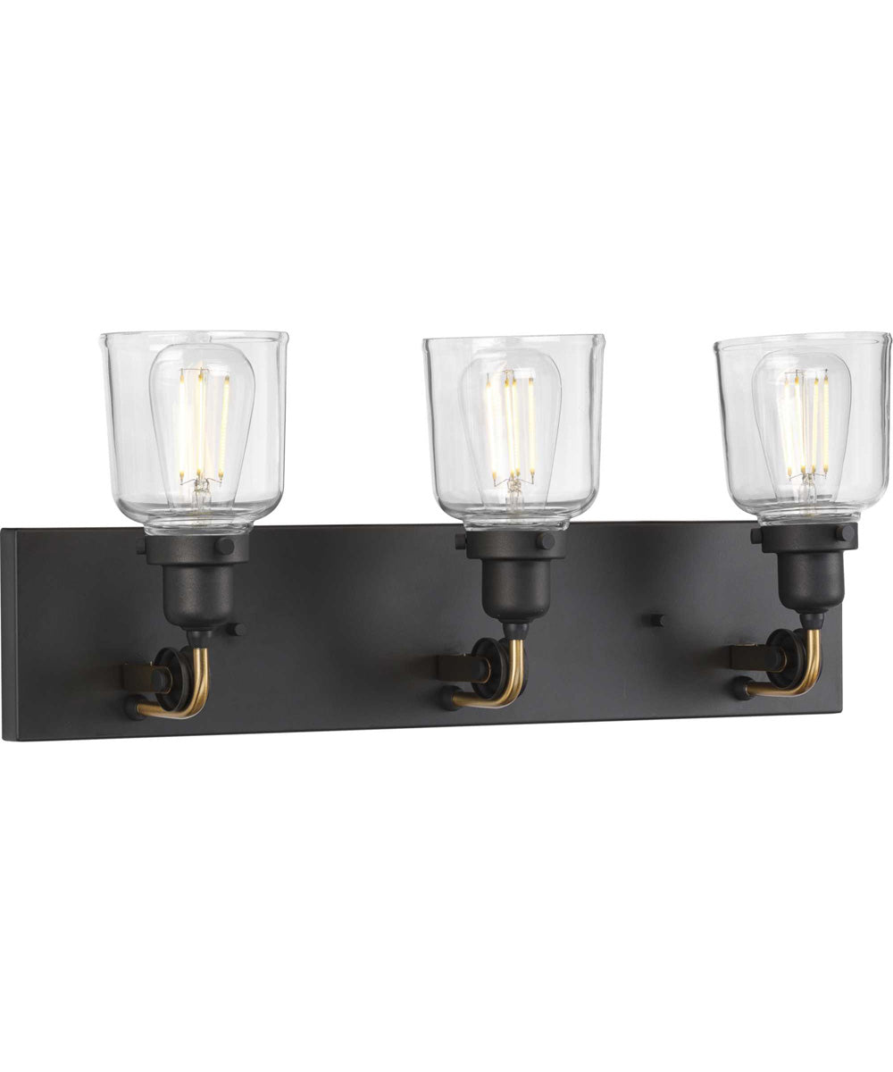 Rushton 3-Light Clear Glass Farmhouse Bath Vanity Light Graphite