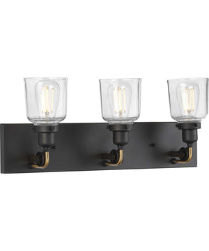 Rushton 3-Light Clear Glass Farmhouse Bath Vanity Light Graphite