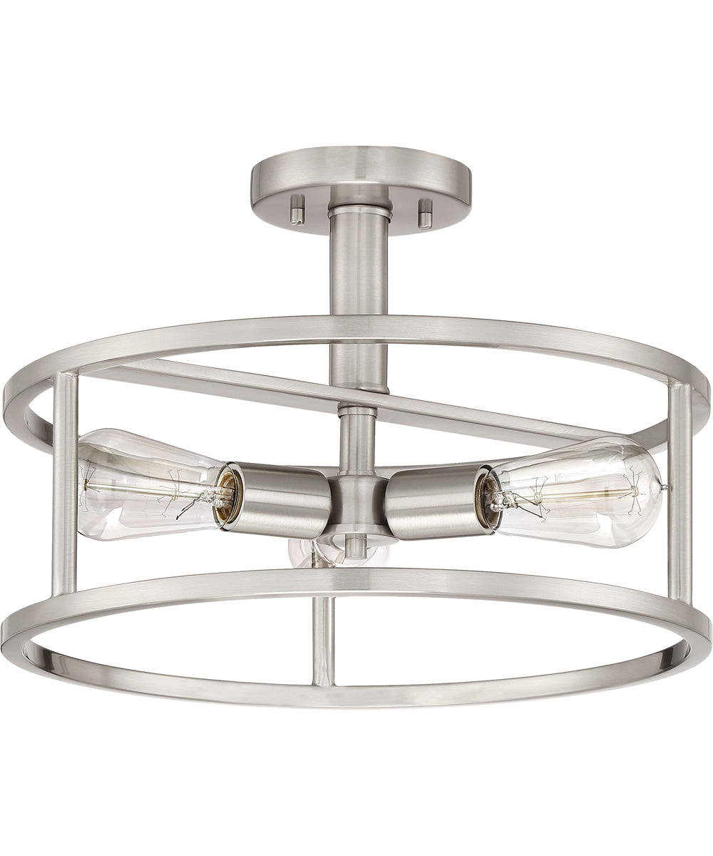 New Harbor 3-light Semi Flush Mount Brushed Nickel