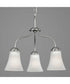 Classic 3-Light Etched Glass Traditional Chandelier Light Brushed Nickel