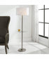 60"H 2-Light Floor Lamp Metal and Glass in Brushed Nickel with a Round Shade
