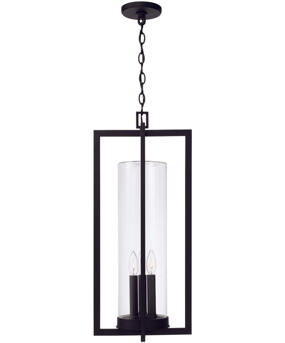 Kent 3-Light Outdoor Hanging-Lantern Rain or Shine - Black