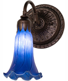 5.5" Wide Blue Tiffany Pond Lily Wall Sconce