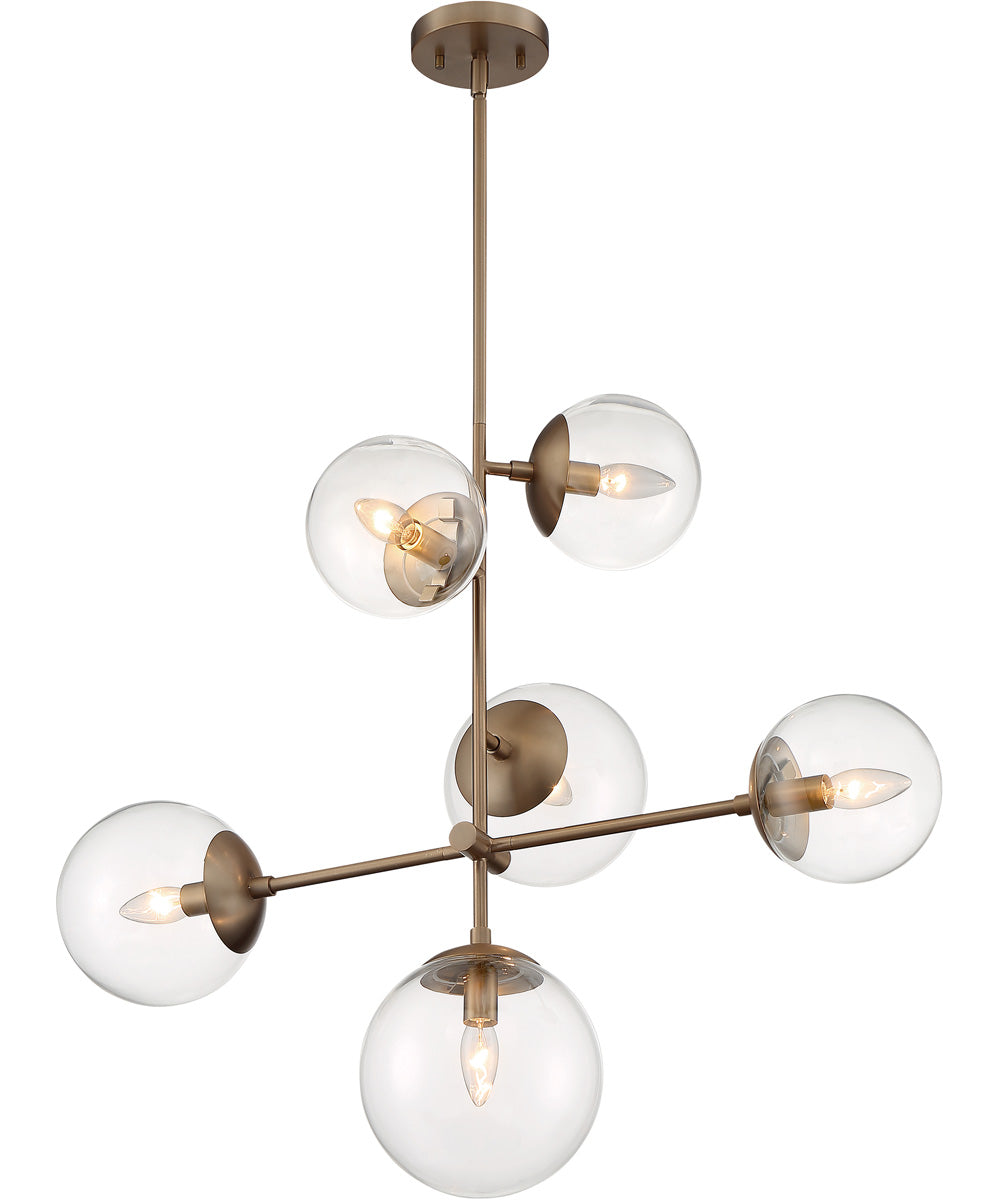 16"W Sky 6-Light Pendant Burnished Brass