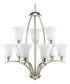 Joy 9-Light Etched White Inside Glass Traditional Chandelier Light Brushed Nickel
