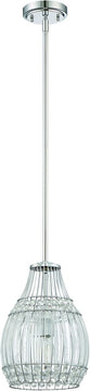 9"W 1-Light Mini Pendant Light w/Rods Chrome