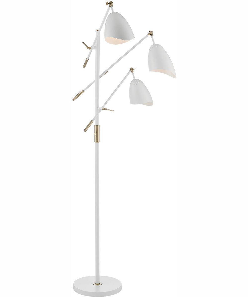 Tanko 1-Light 3-Light Metal Floor Lamp Antique Brass/White