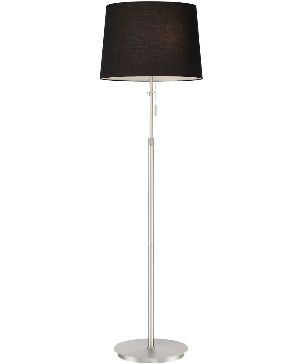 X3 3-Light  Floor Lamp Satin Nickel/Black Shade