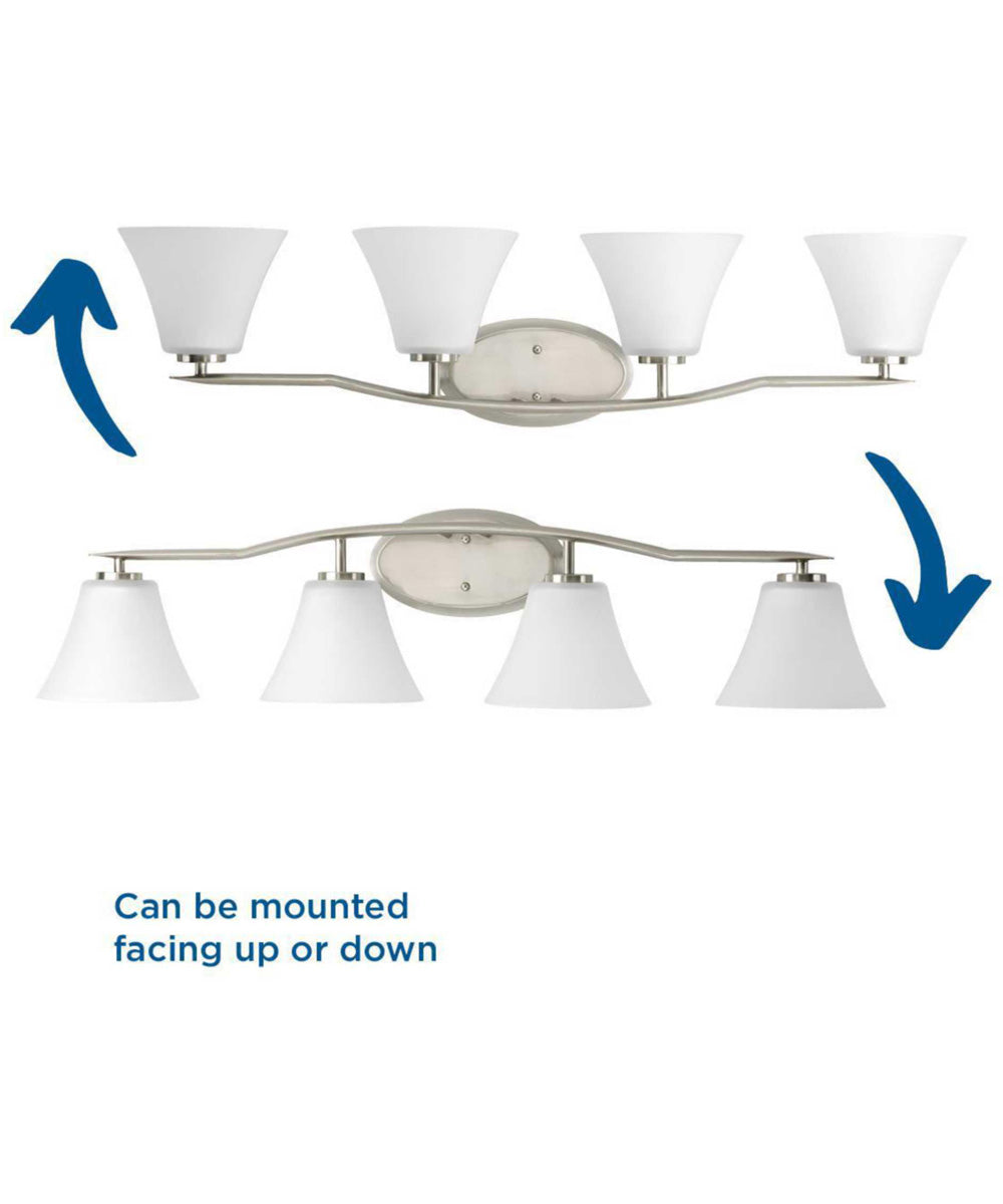 Bravo 4-Light Etched Glass Modern Bath Vanity Light Brushed Nickel