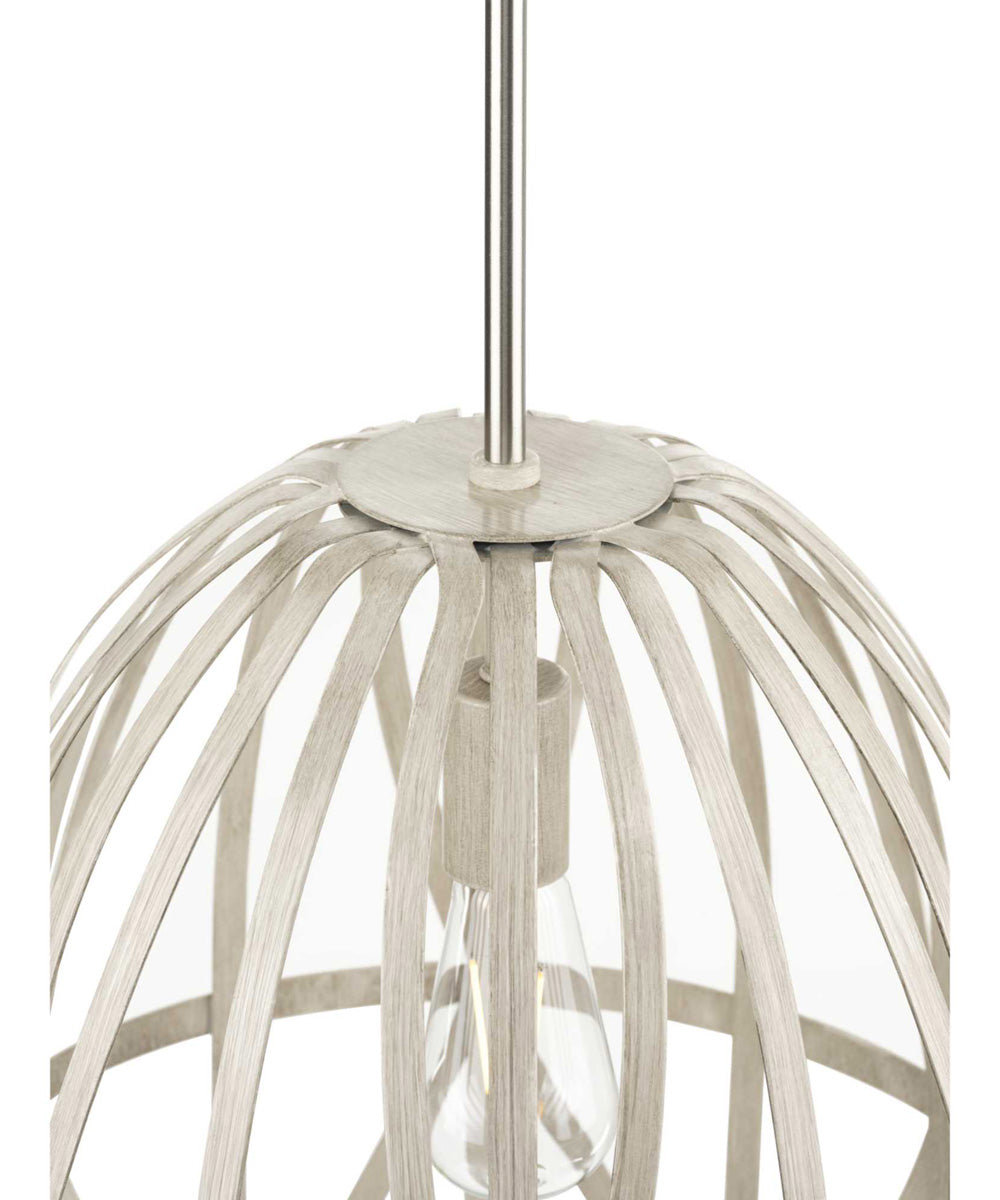 Chastain  1-Light Basket Farmhouse Pendant Light Bleached Oak
