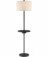 Tungsten 1-Light Floor Lamp With Tray Dark Brz/Linen Shade