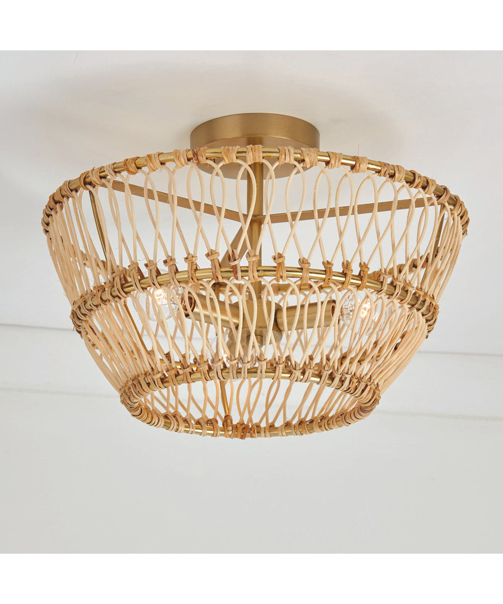Wren 3-Light Semi-Flush Matte Brass