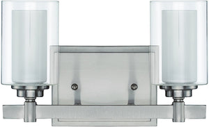 12"W Celeste 2-Light Bath Vanity Light Brushed Polished Nickel