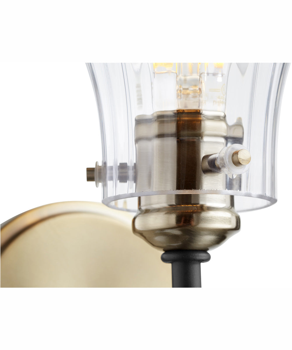 1-light Wall Mount Light Fixture Textured Black w/ Aged Brass