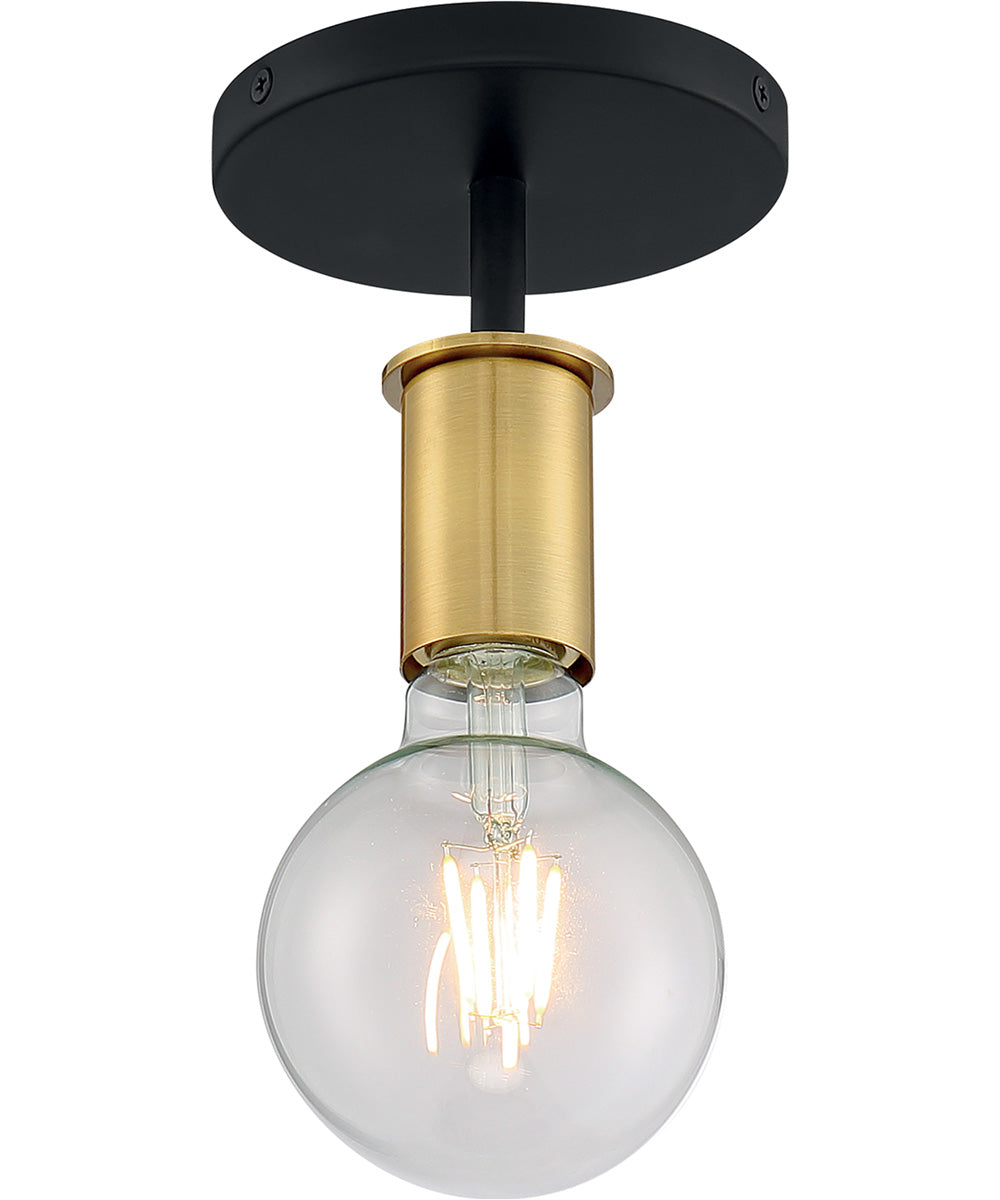 5"W Ryder 1-Light Close-to-Ceiling Black / Brushed Brass
