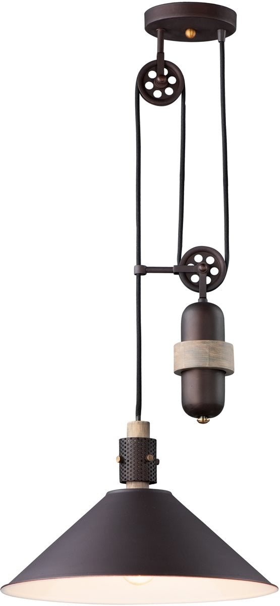 16"W Tucson 1-Light Pendant Oil Rubbed Bronze / Weathered Wood