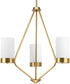 Elevate 3-Light Etched White Glass Mid-Century Modern Chandelier Light Brushed Bronze