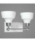 Bramlett 2-Light White Metal Shade Coastal Bath Vanity Light Polished Chrome