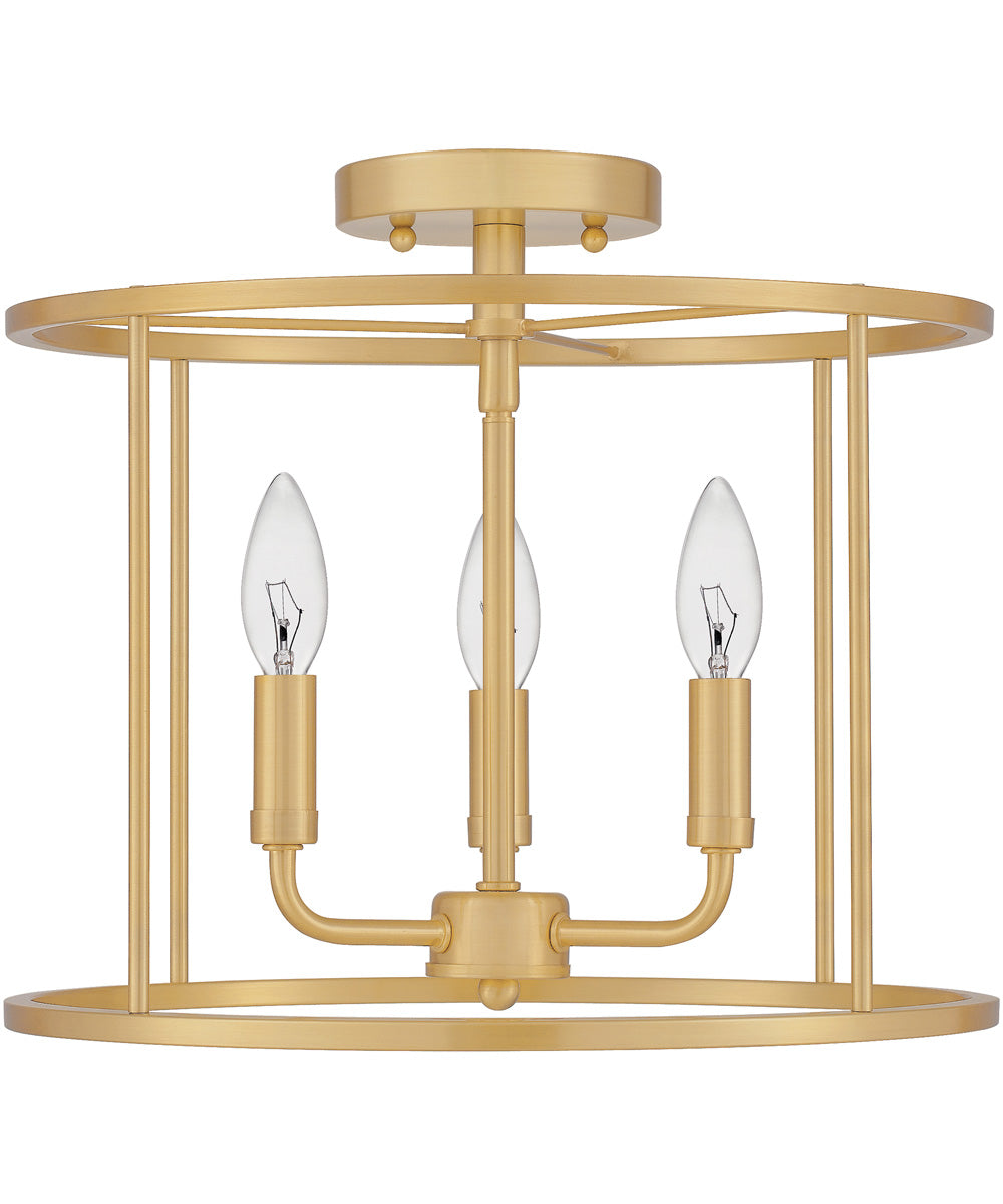Abner 3-light Semi Flush Mount Aged Brass