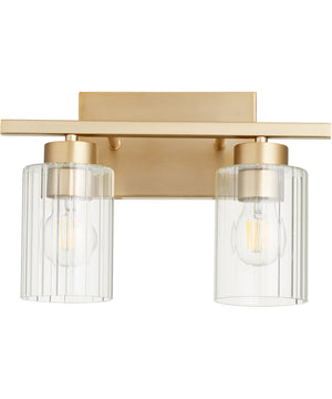 Ladin 2-light Bath Vanity Light Aged Brass w/ Clear Glass