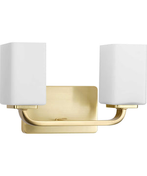 Cowan 2-Light Modern Etched Opal Glass Bath Vanity Light Satin Brass
