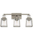 Kenner 3-Light Vanity In Antique Nickel With Clear Rain Glass