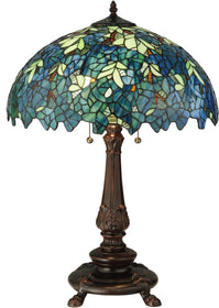 26"H Nightfall Wisteria  2-Light Tiffany Table Lamp Brown