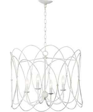 19"W Trellis 4-Light Chandelier Weathered White
