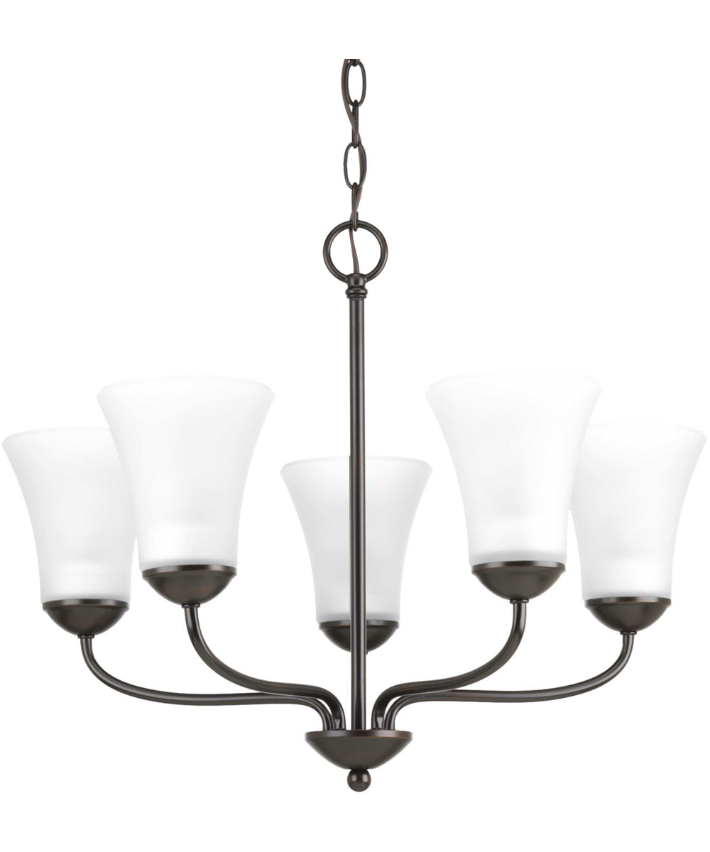 Classic 5-Light Etched Glass Traditional Chandelier Light Antique Bronze