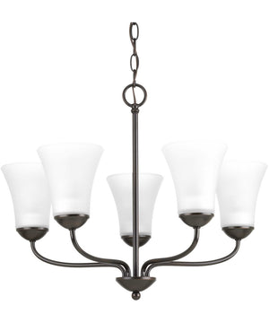 Classic 5-Light Etched Glass Traditional Chandelier Light Antique Bronze