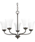 Classic 5-Light Etched Glass Traditional Chandelier Light Antique Bronze