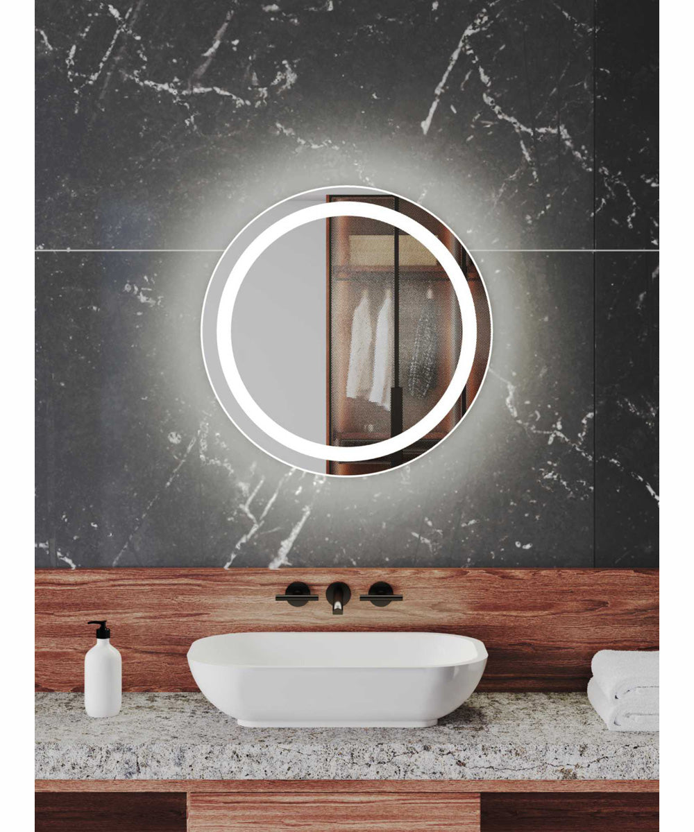 Captarent 24 in. Round Illuminated Integrated LED Modern Mirror White