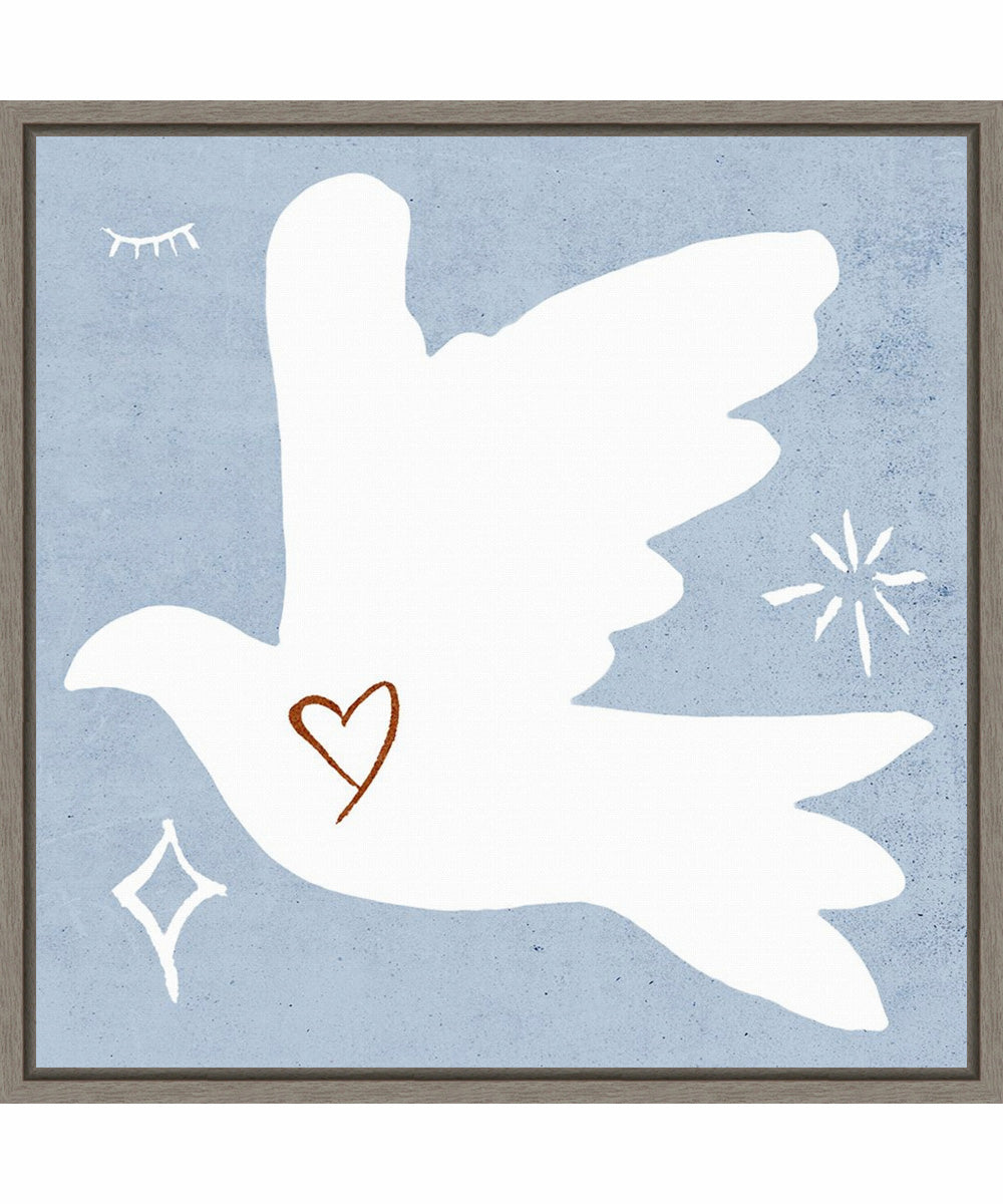 Framed White Dove I by Melissa Wang Canvas Wall Art Print (22  W x 22  H), Sylvie Greywash Frame