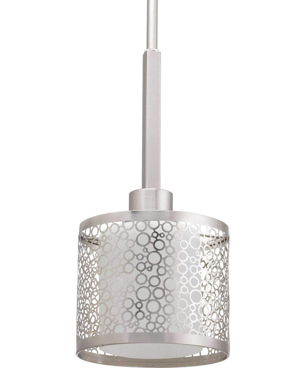 Mingle 1-Light Etched Parchment Glass Global Mini-Pendant Light Brushed Nickel