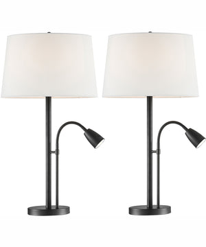Nanette 1-Light 2 Pack-Table Lamp With Reading Black/White Linen