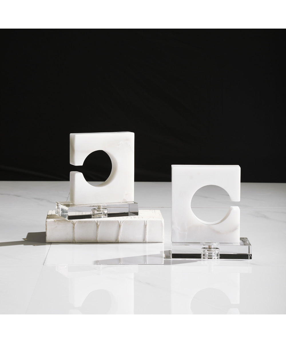 Clarin White & Gray Bookends, Set of 2