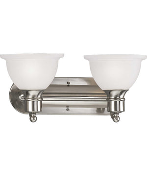 Madison 2-Light Etched Glass Traditional Bath Vanity Light Brushed Nickel