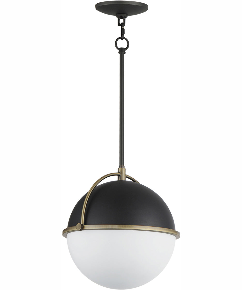 Duke 12 inch Single Pendant Black/Weathered Brass