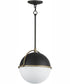 Duke 12 inch Single Pendant Black/Weathered Brass