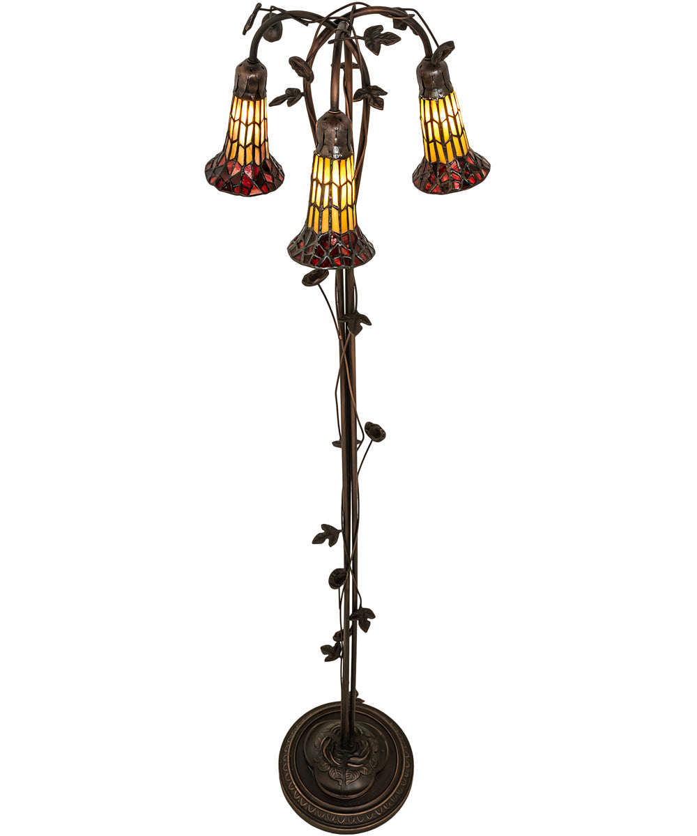 58" High Stained Glass Pond Lily 3 Light Floor Lamp