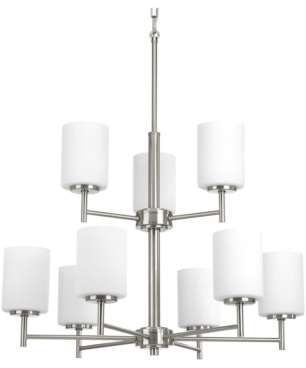 Replay 9-Light Etched Glass Modern Chandelier Light Brushed Nickel