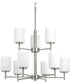 Replay 9-Light Etched Glass Modern Chandelier Light Brushed Nickel