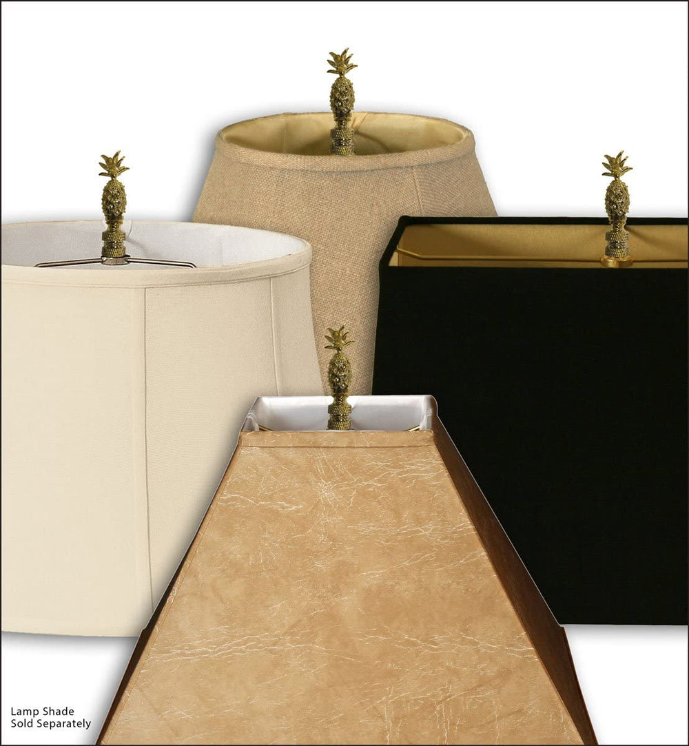 2.5" Royal Designs Vintage Pineapple Lamp Finial for Lamp Shade- Polished Brass Set of 2